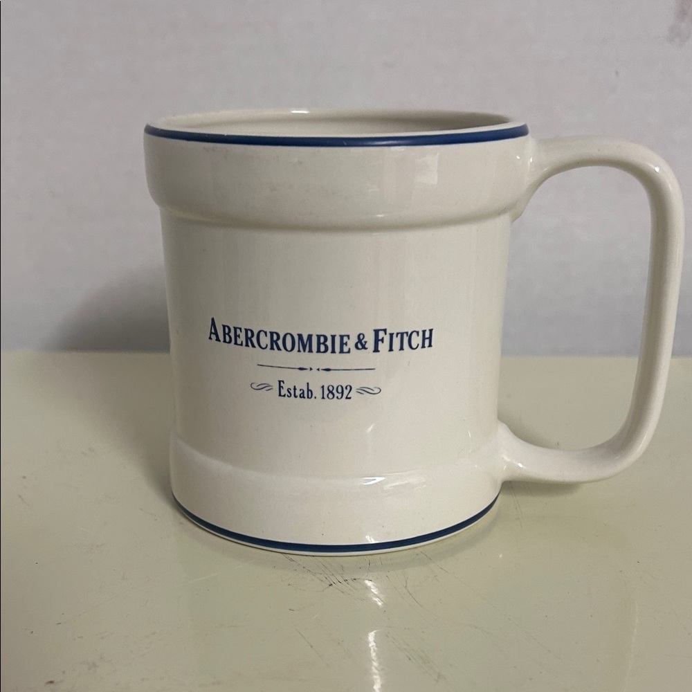 Abercrombie & Fitch Cream Mug with Blue Trim